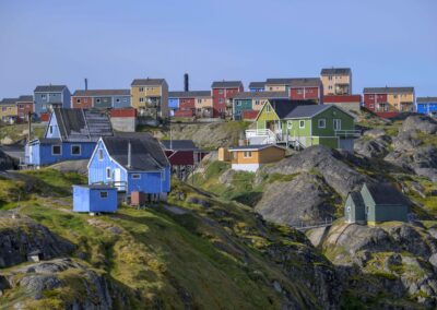 View of the colourful houses in Sisimiut