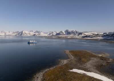 Drone view of landscape in North Svalbard